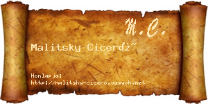 Malitsky Ciceró névjegykártya